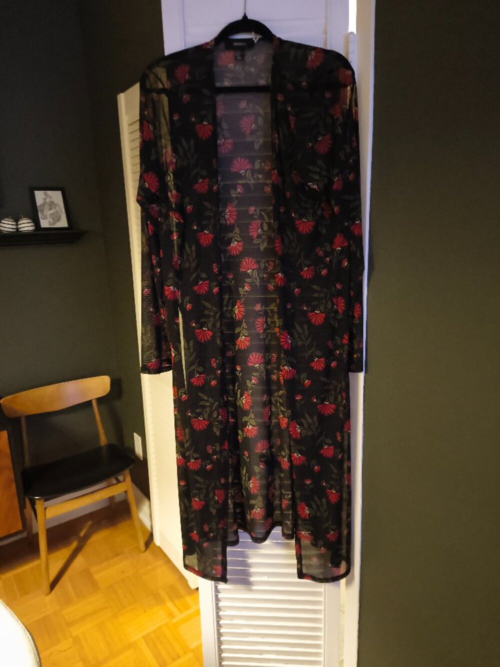 Forever 21+ Sheer Floral Mesh Maxi Kimono Duster